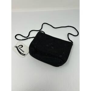 NEW Loredana Evening Bag Cross Body Black Beaded Prom Event Cocktail Party Glam